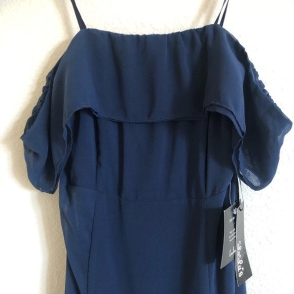 Lulu’s Perfectly Poised Off-the-Shoulder Maxi Navy Blue XS - Picture 5 of 8